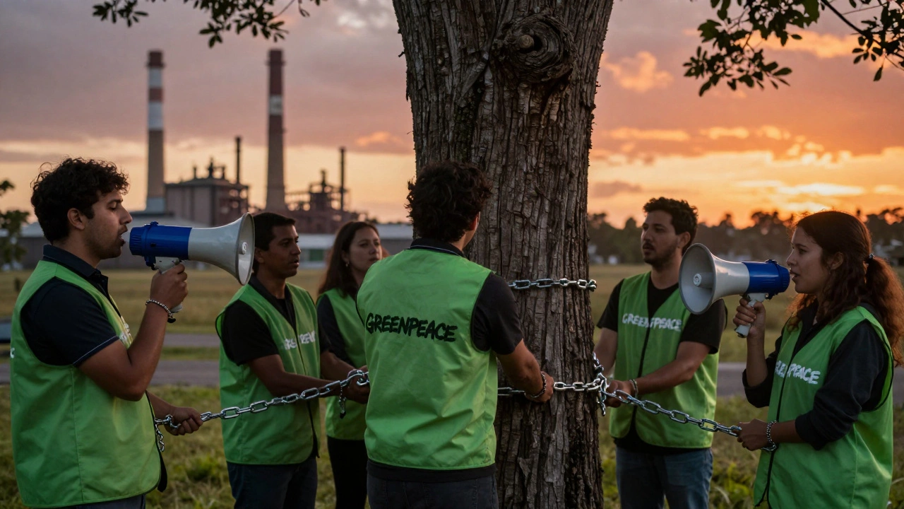 Activists protesting near industrial site to protect ancient trees