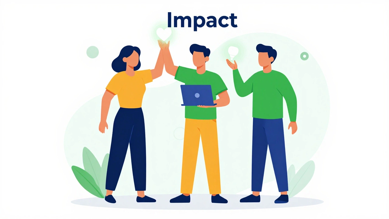 Illustration of three pillars of volunteering: mission, skills, and community coming together.