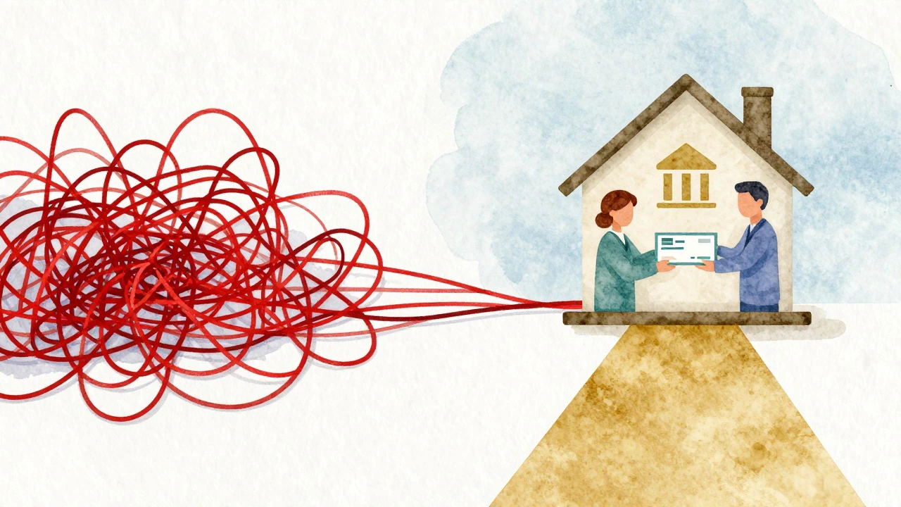 Illustration comparing complex legal issues with clear solutions