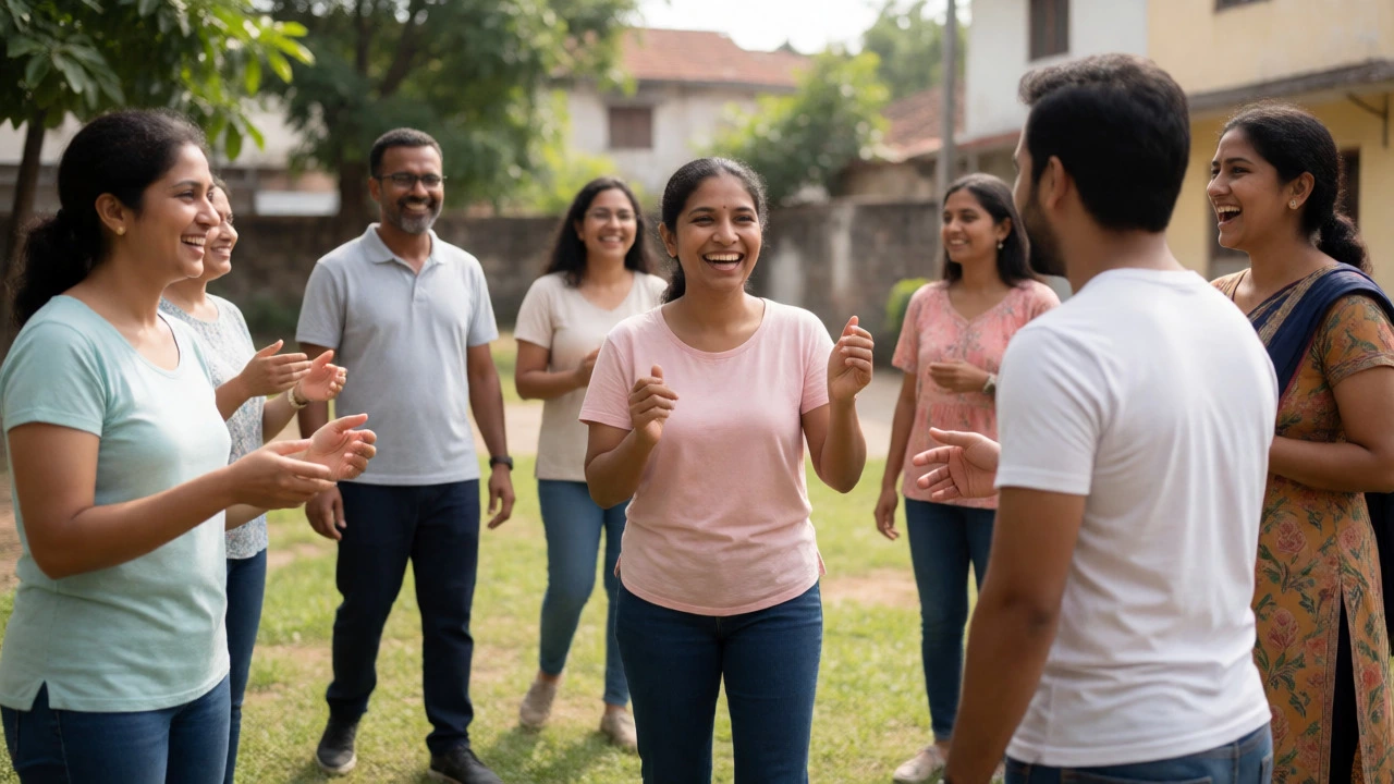 Diverse group engaging in community activity outdoors