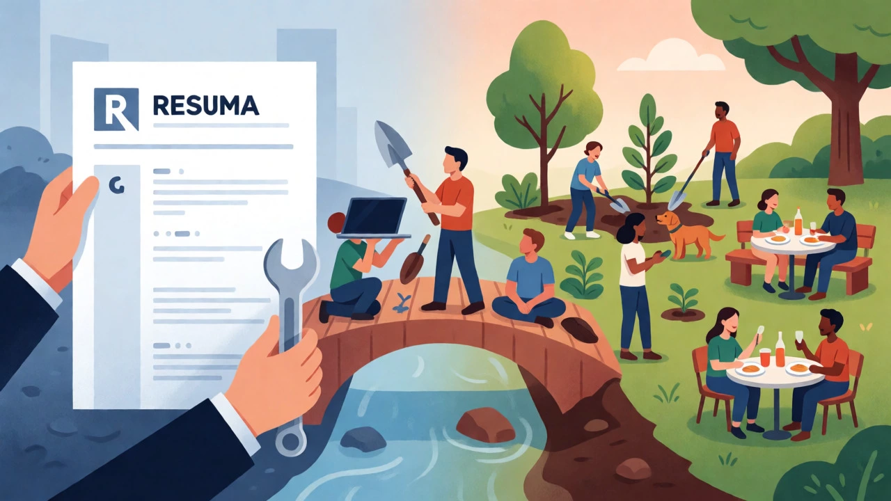 Illustration showing how volunteer skills bridge careers and community life